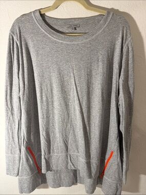 Lisa Todd Gray Long-Sleeve Sweatshirt with Orange Zipper Accents
